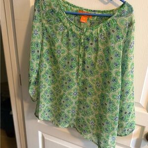 Joe Fresh Green Patterned Tunic Blouse